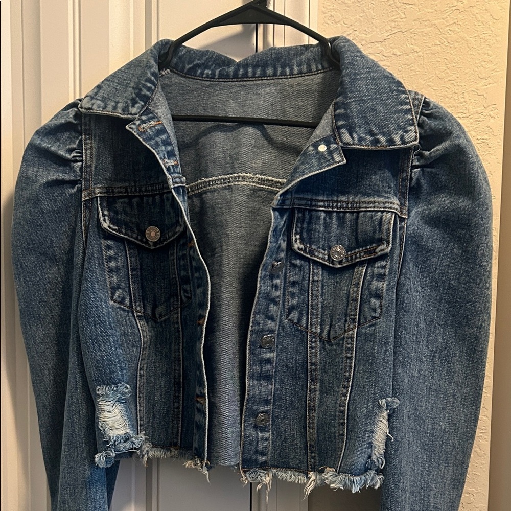 SHEIN Distressed Blue Jean Jacket